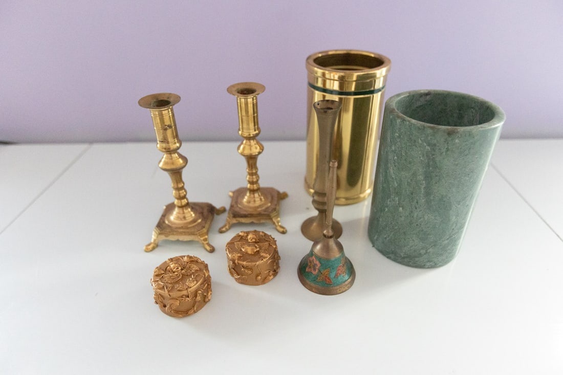 Brass Vases, Candle Holder, Trinket Boxes (1 of 4)