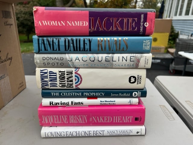 Collection of Books: Books Include: Jackie, Janet Daily Revivals Jacqueline Kennedy, Promises To Keep, Raving Fans, Naked Heart, Loving Each One Best, Joan Rivers, Barbarians At The Gate, Mario Puzo, Inca Gold, Nelson Dem