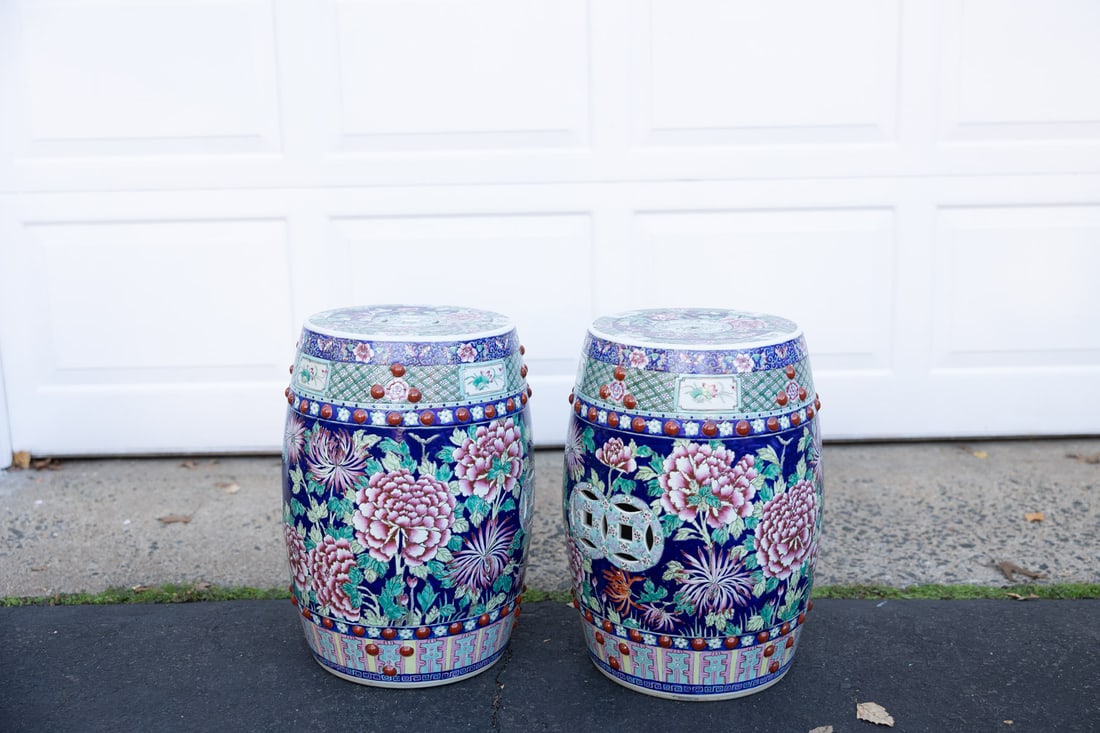 Vintage Asian Glazed Ceramic Garden Stools (1 of 4)