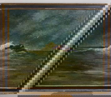 Vintage Oil Painting of Ocean: Vintage Oil Painting of Ocean - Measuring 34 X 28.5
