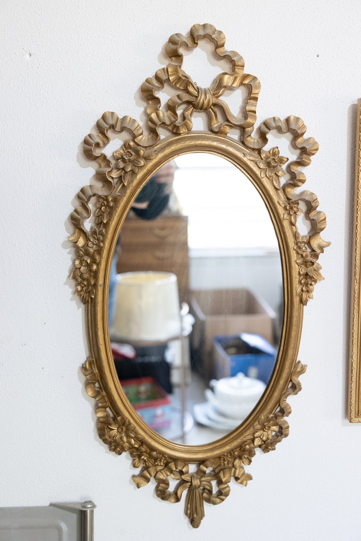 Antique Golden Oval Wall Mirror (1 of 1)