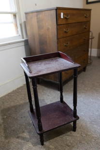 Wash Stand Dark Wood Accent Piece: Wash Stand Dark Wood Accent Piece - Commonly Used With Wash Bowl and Pitcher, See Lot 22 Measure14 X 24 - Joints Are Loose *** PICKUP ONLY ***