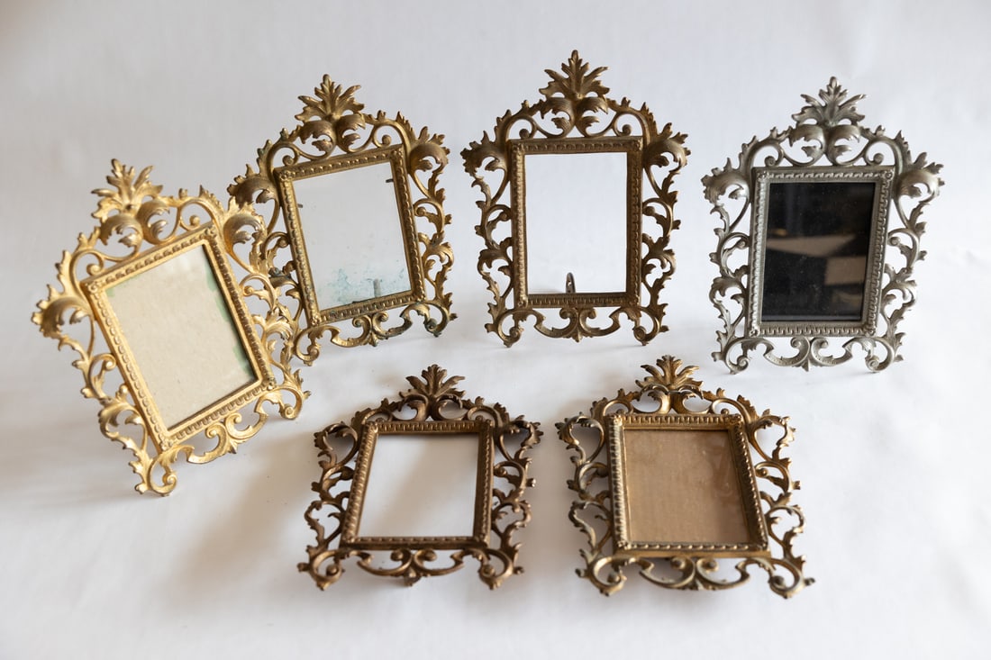 Collection of Victorian Metal Picture Frames: Collection of Victorian Metal Picture Frames - Measuring 8 X 11