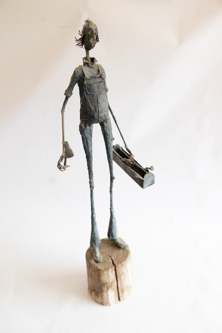 Large Metal Handyman Sculpture: Metal Handyman Sculpture - Measuring 6 X 29
