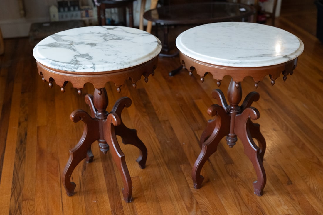 Pair of Victorian Style Side Tables, Marble Top (1 of 5)