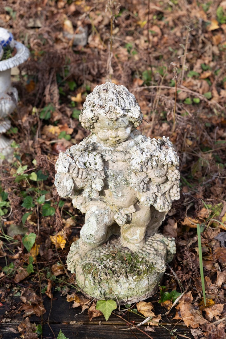 Cement Child Garden Statue (1 of 3)