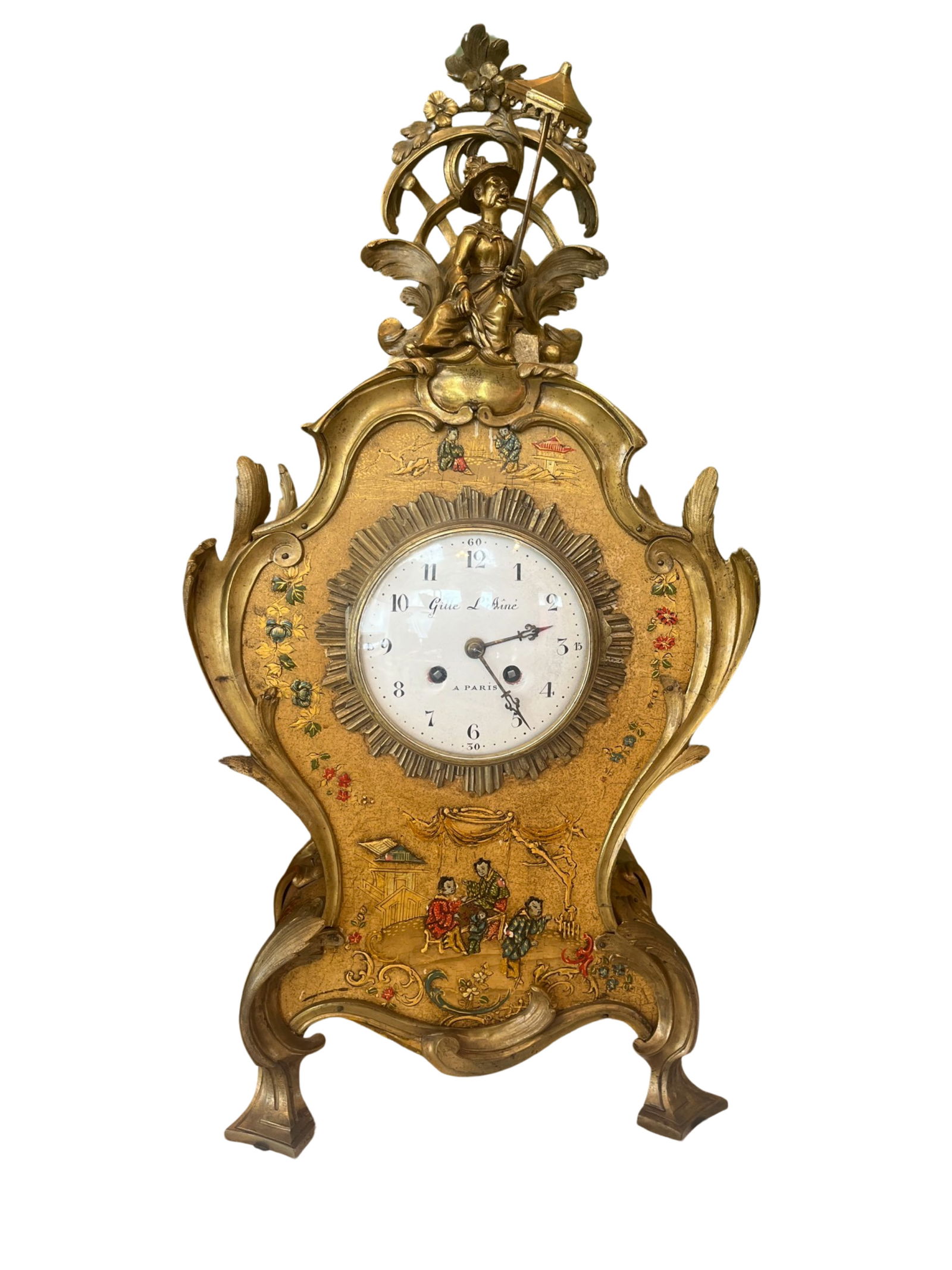 French Louis XV period gilt bronze Ormolu clock Gille L'Aine' Paris Samuel Marti Paris 1900 (1 of 10)
