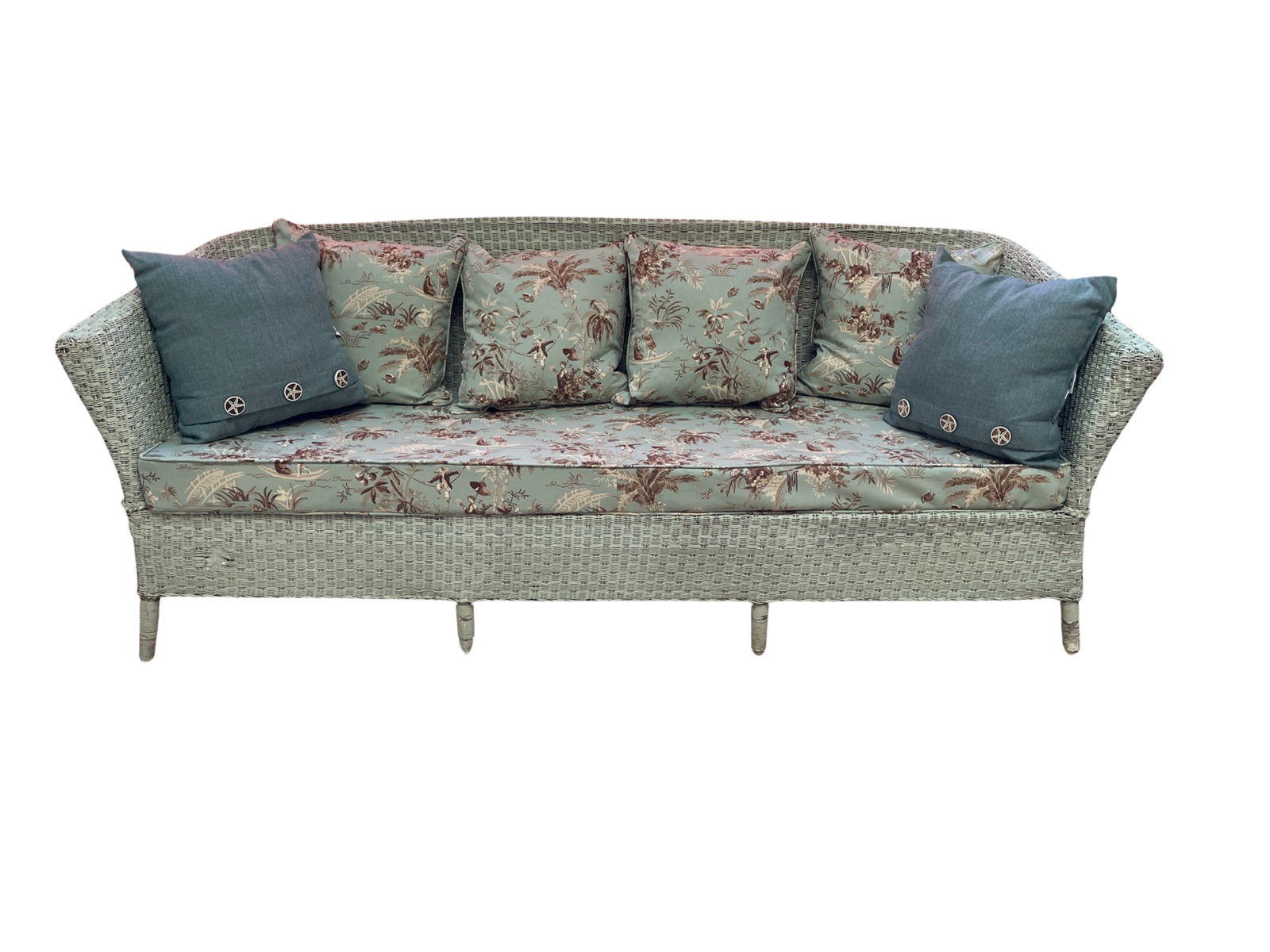 Vintage wicker sofa with cushion & pillows (1 of 12)