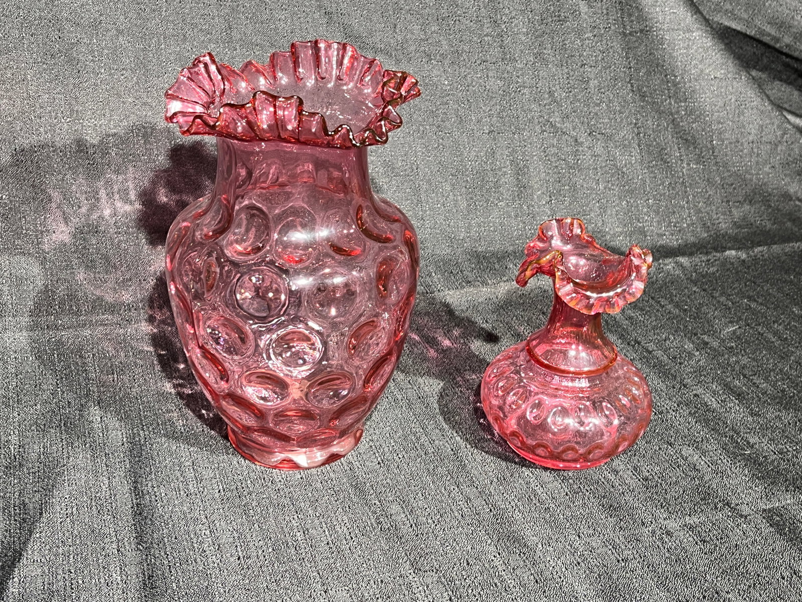 Cranberry Estate Glass: 2 pcs Fenton Crnaberry Glass