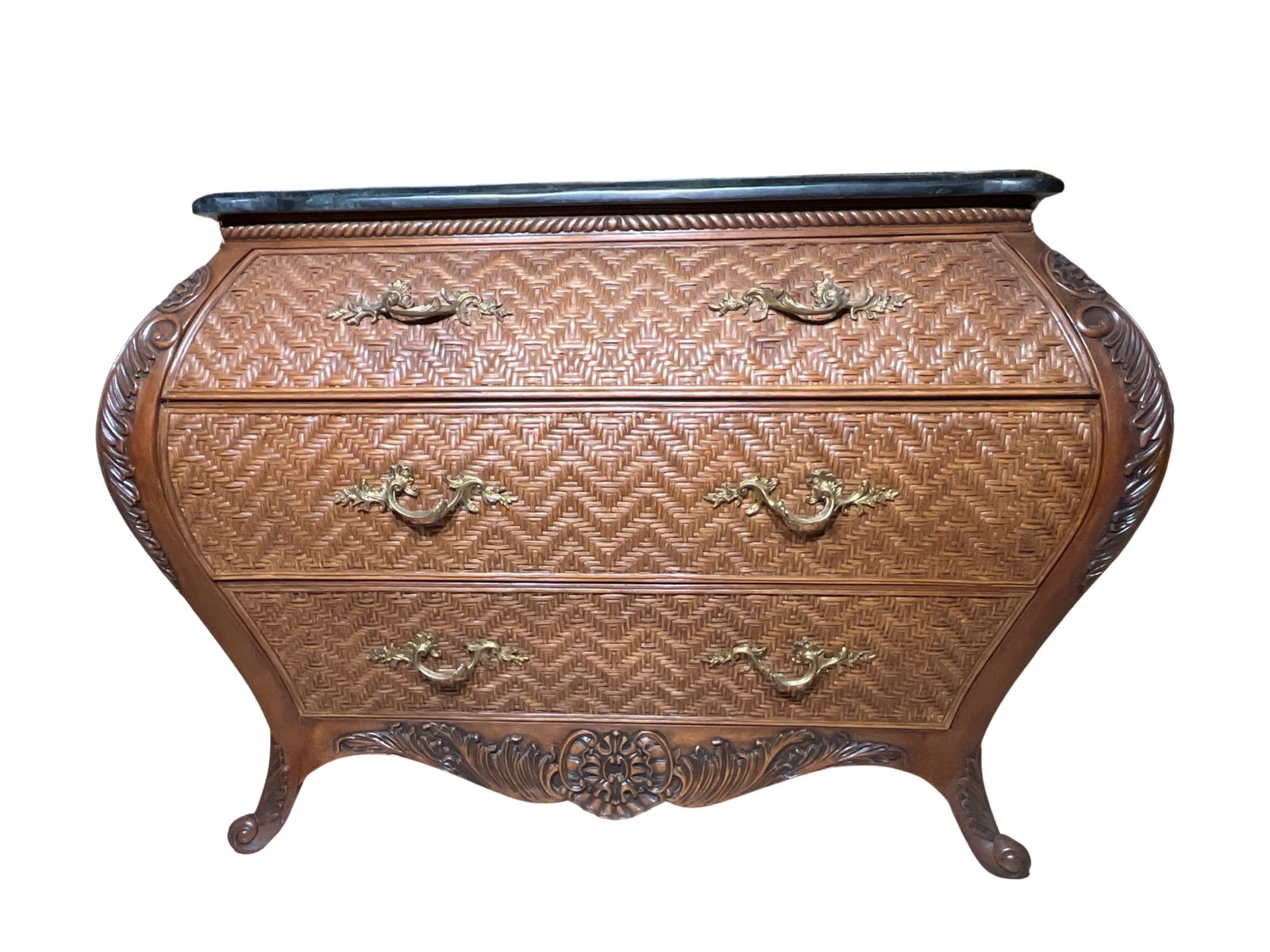 Rattan Bombay Chest with Marble Top (1 of 6)