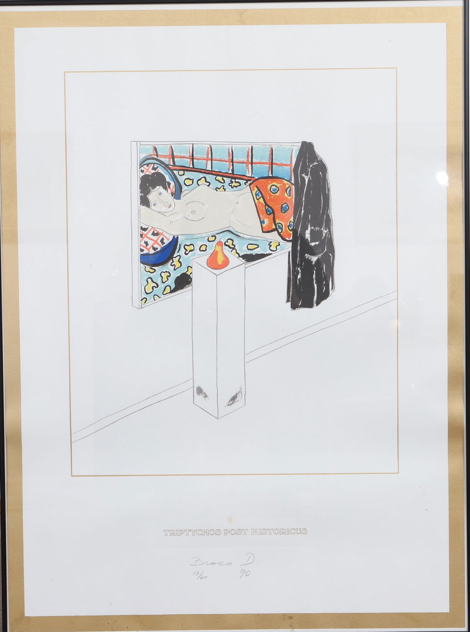 Braco DIMITRIJEVIC (né en 1948) "Triptychos Port Historicus" ou "Hommage à Modigliani": Braco DIMITRIJEVIC (né en 1948) "Triptychos Port Historicus" ou "Hommage à Modigliani" Lithographie, numérotée 57/60. Signée au crayon sur la planche. Tirage de 1990 Dimension