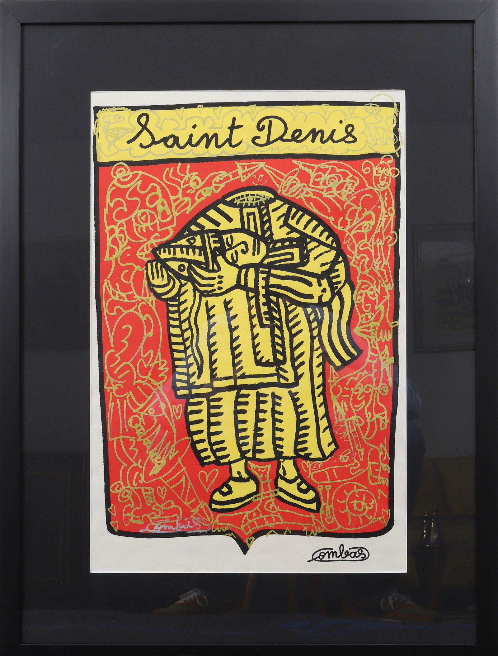 Robert Combas: Robert Combas Robert Combas "Saint Denis" Original composition in marker and gilded acrylic on poster Signed in white marker in his own hand Sight size: H: 59.5; W: 38.5 cm