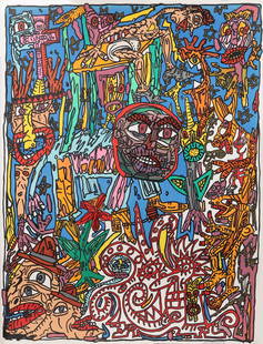 Robert Combas (né en 1957): Robert Combas (born 1957) Polychrome lithograph on Arches 450g paper. Signed, dated 1992 and numbered 79/100 by the artist. Dimensions: H: 110; W: 85.5 cm