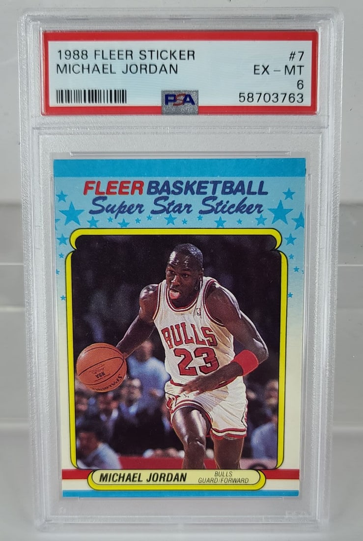1988 Fleer Sticker #7 Michael Jordan PSA 6 EX-MT (1 of 2)