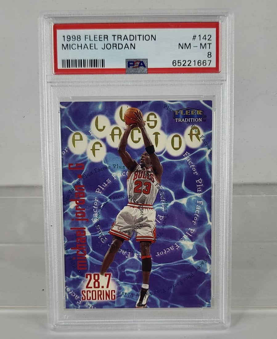 1988 Fleer Tradition Michael Jordan Plus Factor #142 PSA 8 (1 of 2)