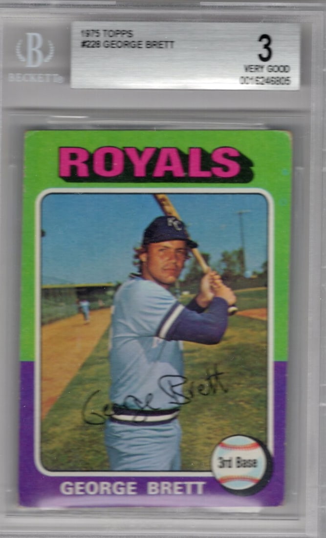 1975 Topps George Brett Rookie Card #228 HOF '99 Beckett Grade 3 VG (1 of 2)