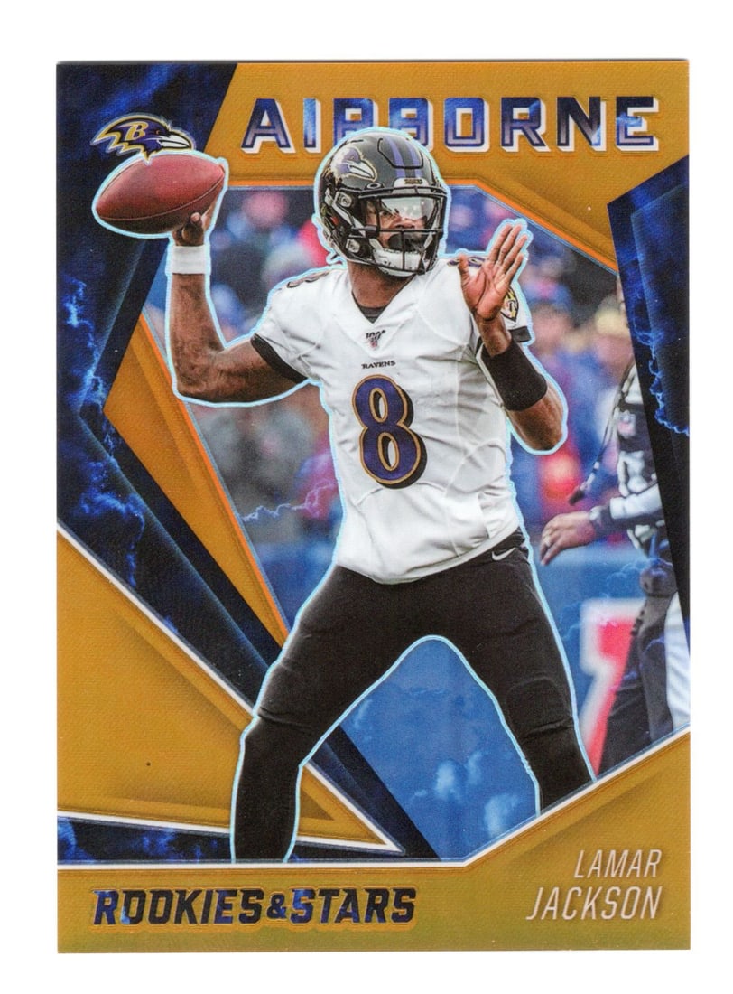 2020 Lamar Jackson Orange Panini Rookies and Stars Airborne #AB-3 8/25 Extremely Rare AFC Offensive (1 of 2)