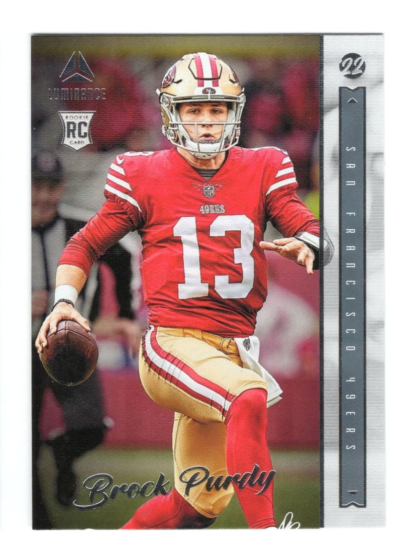 NFL top quarterbacks panini rookie cards lot. Purdy, Tagovailoa: 2022 Panini Chronicles Luminance Football Rookie Card Brock Purdy No. 213 2020 Panini Mosaic Base Rookie Card Tua Tagovailoa No. 203