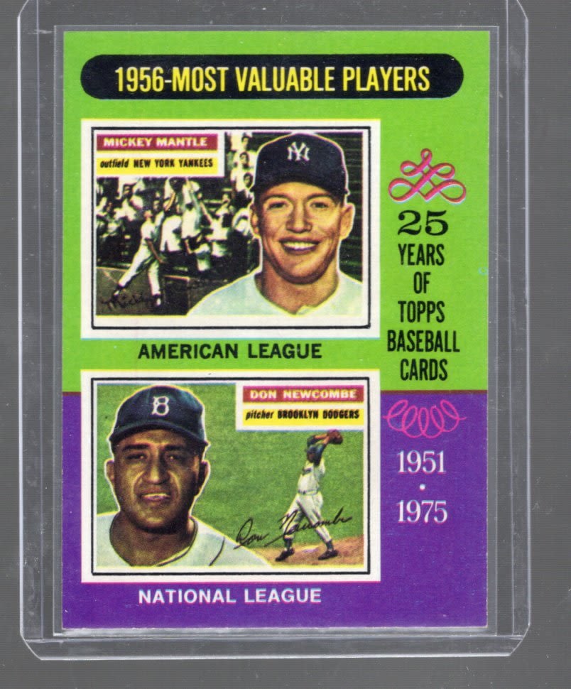 1975 Topps 1957 Mickey Mantle & Don Newcombe MVP Insert Card #194 (1 of 2)