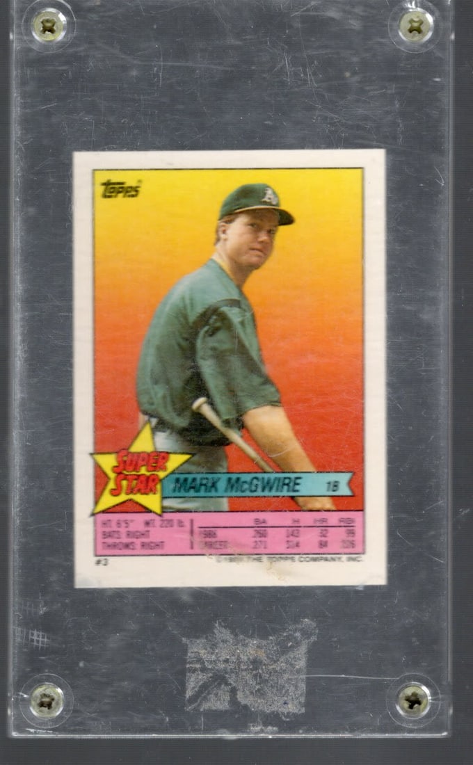 Mark McGwire 1989 Topps Super Star Insert #3Different players on reverse (1 of 2)