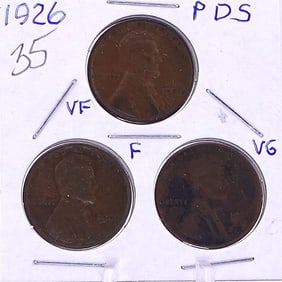 1926 P, D, S Wheat Cents
