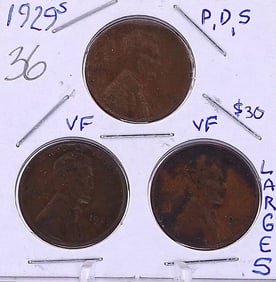1929 P, D, S Lincoln Wheat Cent