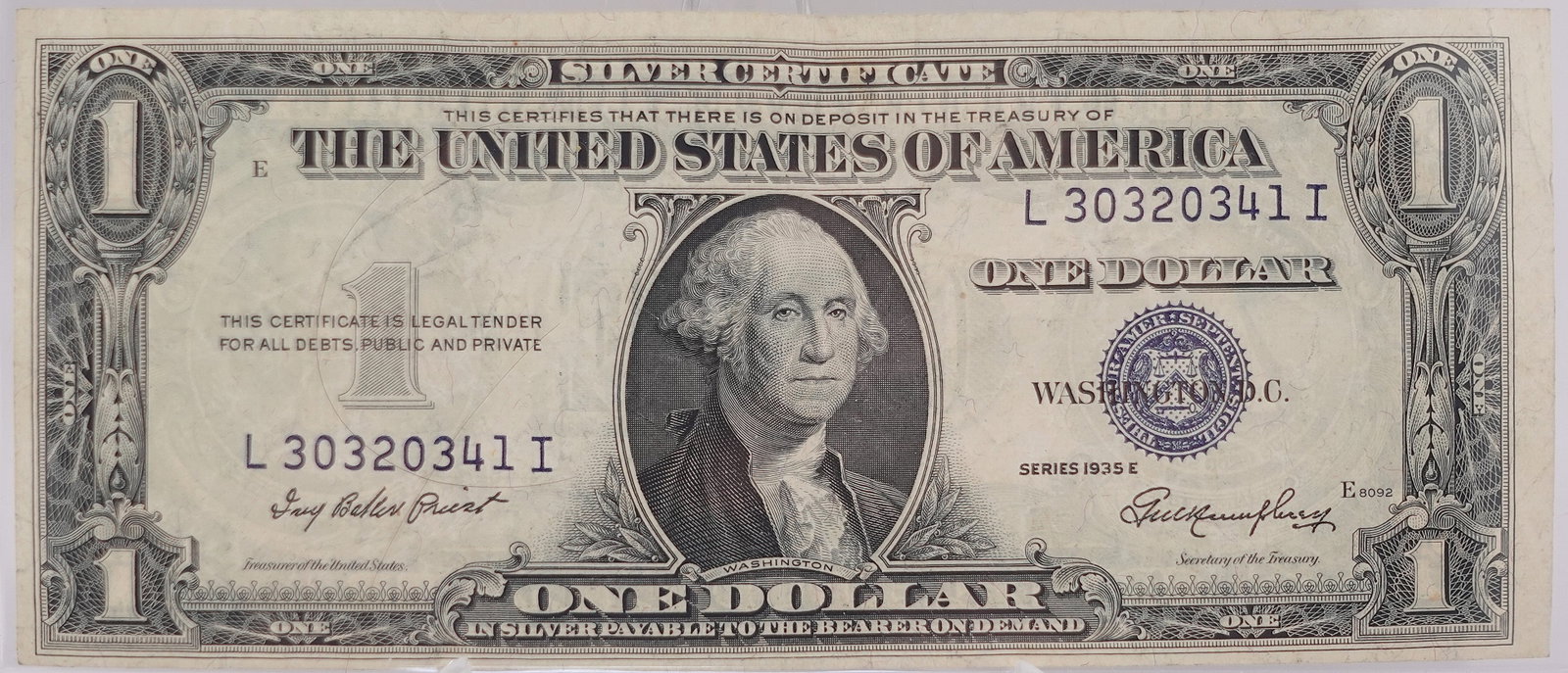 1953-E $1 Silver Certificate: SN 341