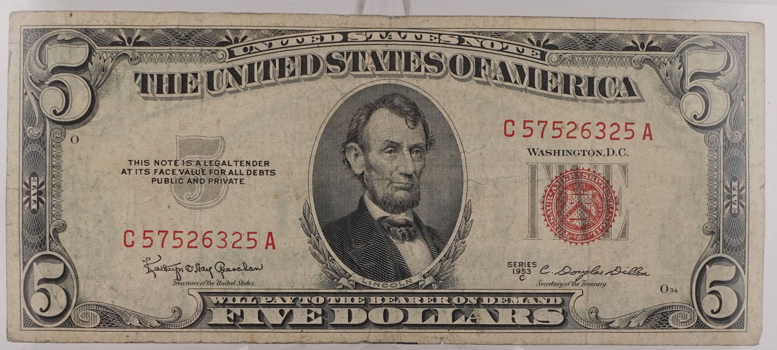 1953-C $5 Red Seal Note (1 of 2)