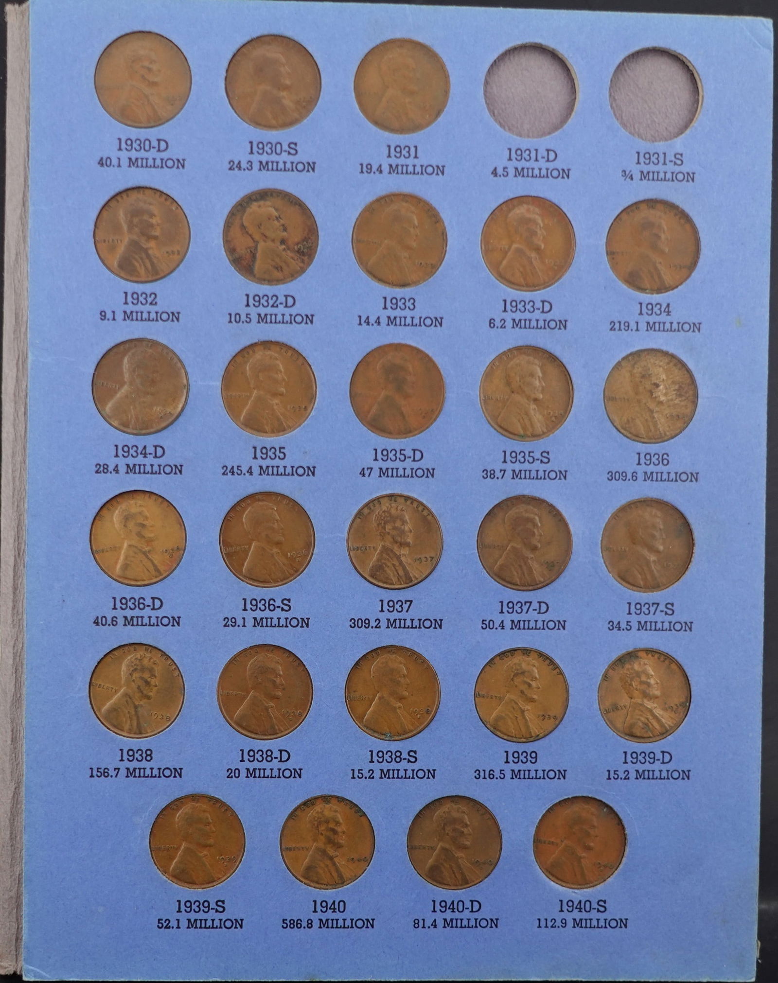 Partial Set of 1909 to 1940 Wheat Cent Book (1 of 4)