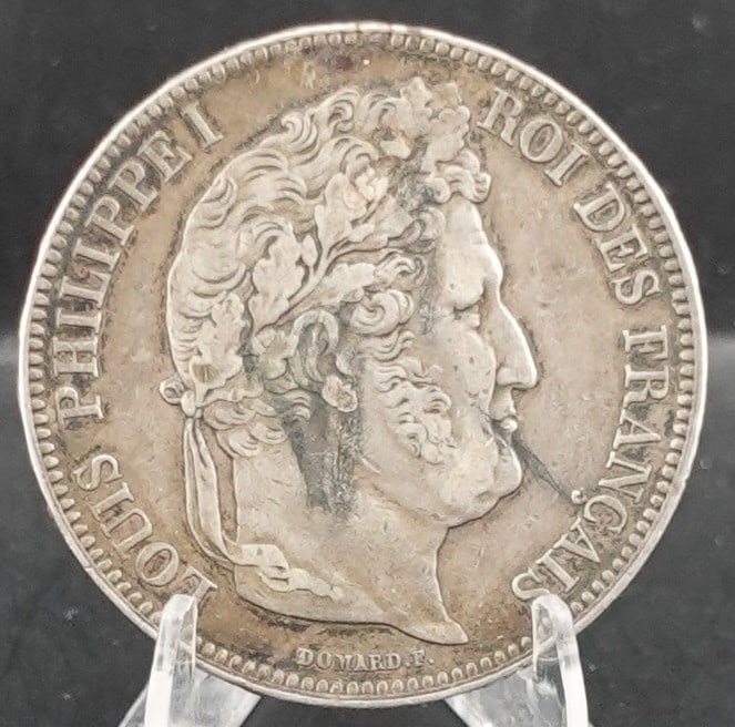 1845 BB 5 Francs Silver Coin: This is 90% Silver and Weighs 25 Grams Low Estimate: 34.00 High Estimate: 60.00