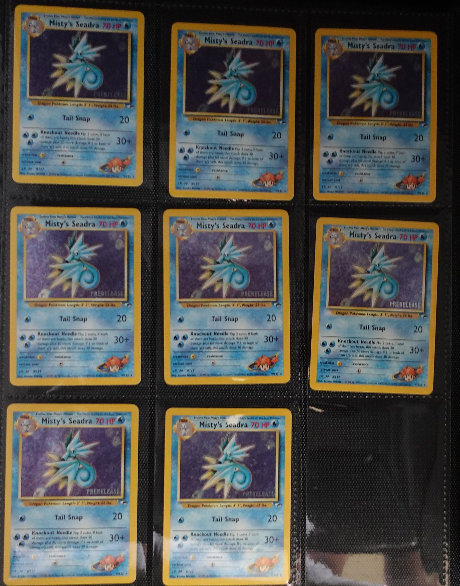 (8) 2000 Prerelease Pokemon Misty's Seadra Gym Heros Holo 9/132: These are great high grade cards! Very hard to find! They go from $20 ungraded to over $200 Graded Low Estimate: 150.00 High Estimate: 180.00