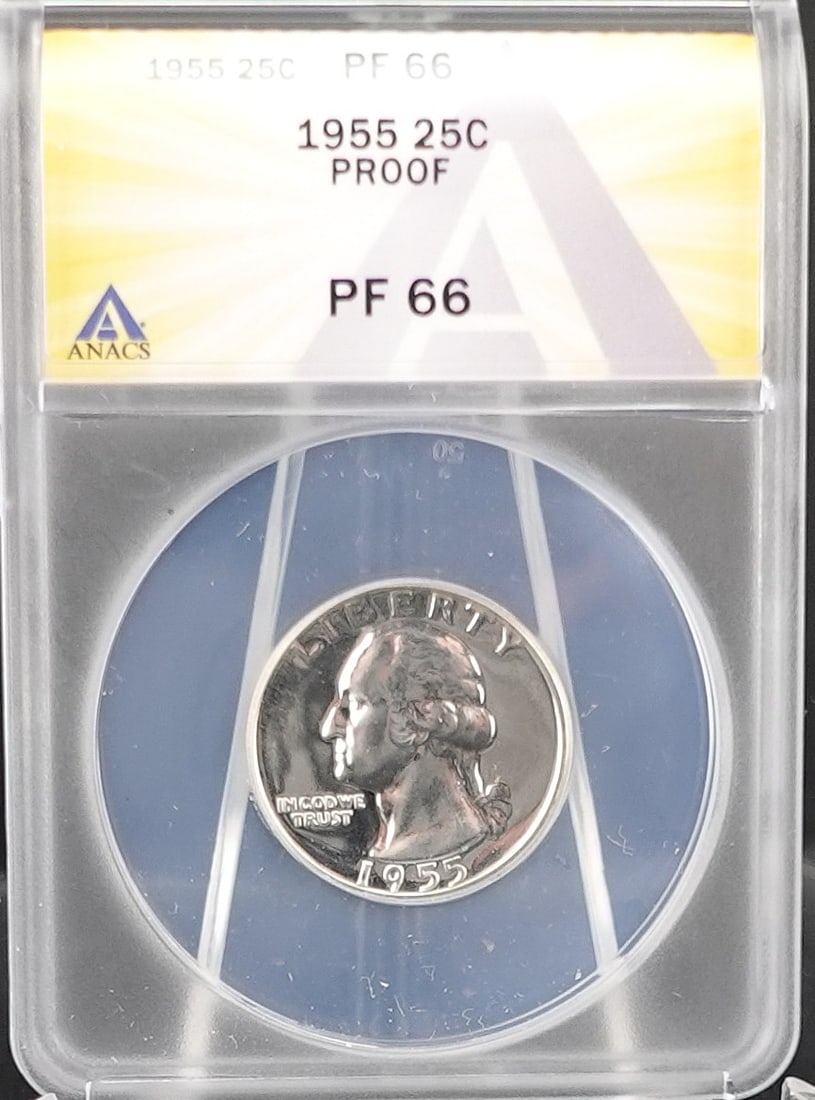1955 Washington Quarter: ANACS Graded PF66 Low Estimate: 20.00 High Estimate: 30.00