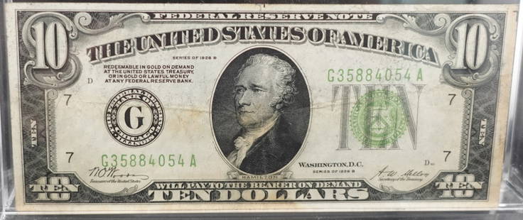 1928-B $10 Note: Very Nice Note! SN 054 Low Estimate: 30.00High Estimate: 50.00