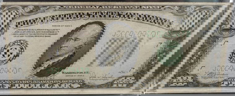1934 C $10 Note: Very Nice Note! Great centering and corners! SN 547 Low Estimate: 40.00High Estimate: 60.00