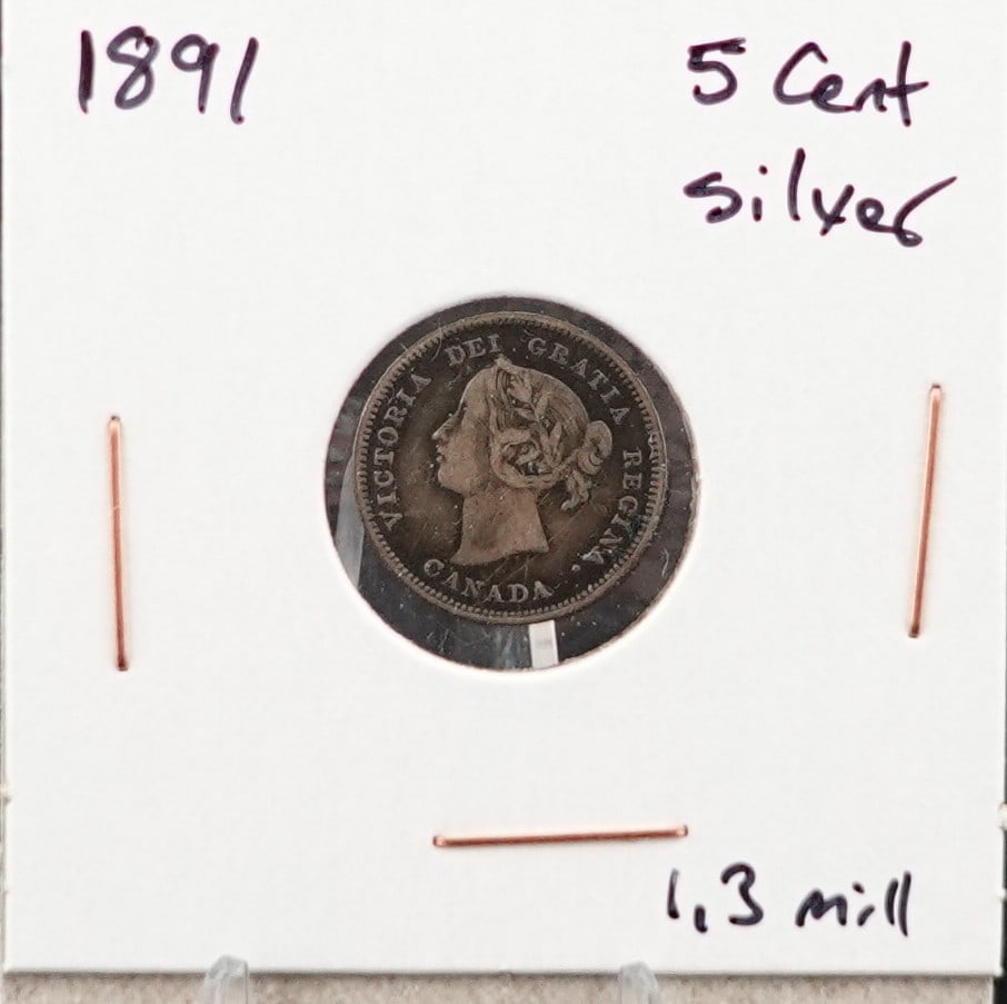 1891 Canadian 5 Cent Coin (1 of 2)