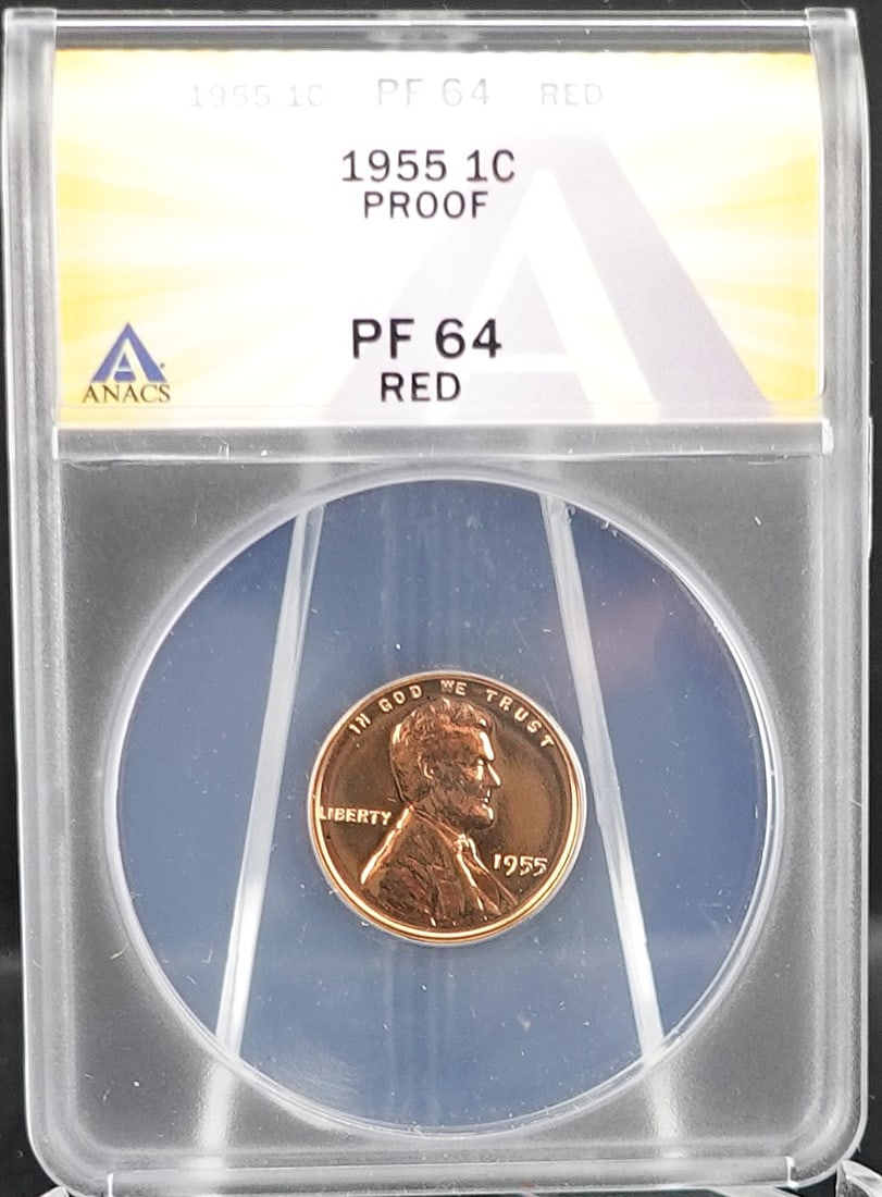 1955 Wheat Cent: ANACS Graded PF 64 Low Estimate: 20.00 High Estimate: 30.00