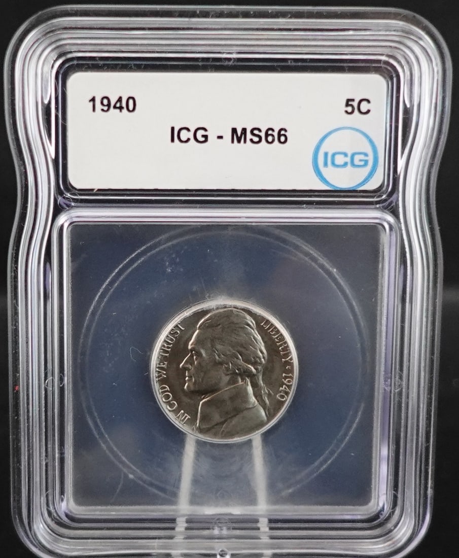 1940 Jefferson Nickel: ICG Graded MS66 High Estimate: 30 Low Estimate: 20