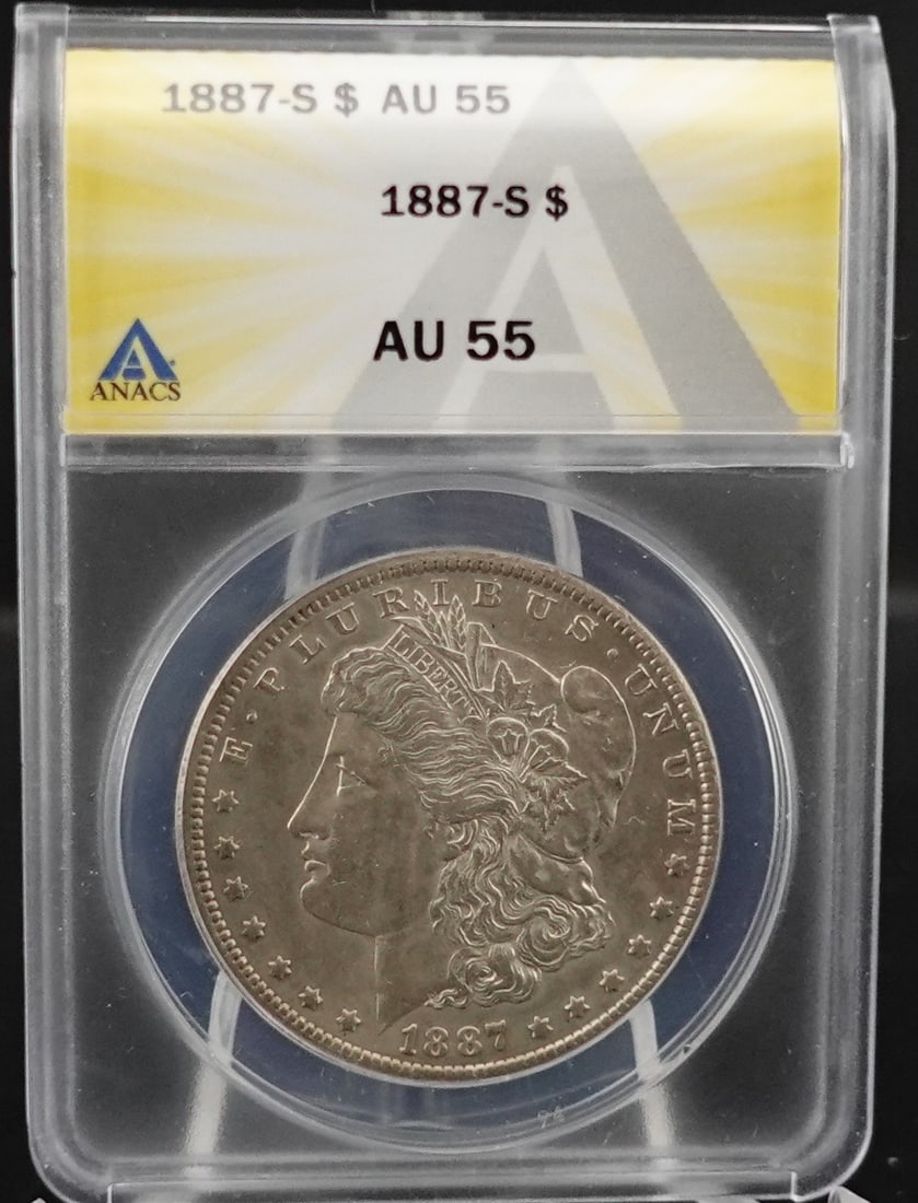1887-S Morgan Dollar: ANACS Graded AU 55 Low Estimate: 100.00 High Estimate: 120.00