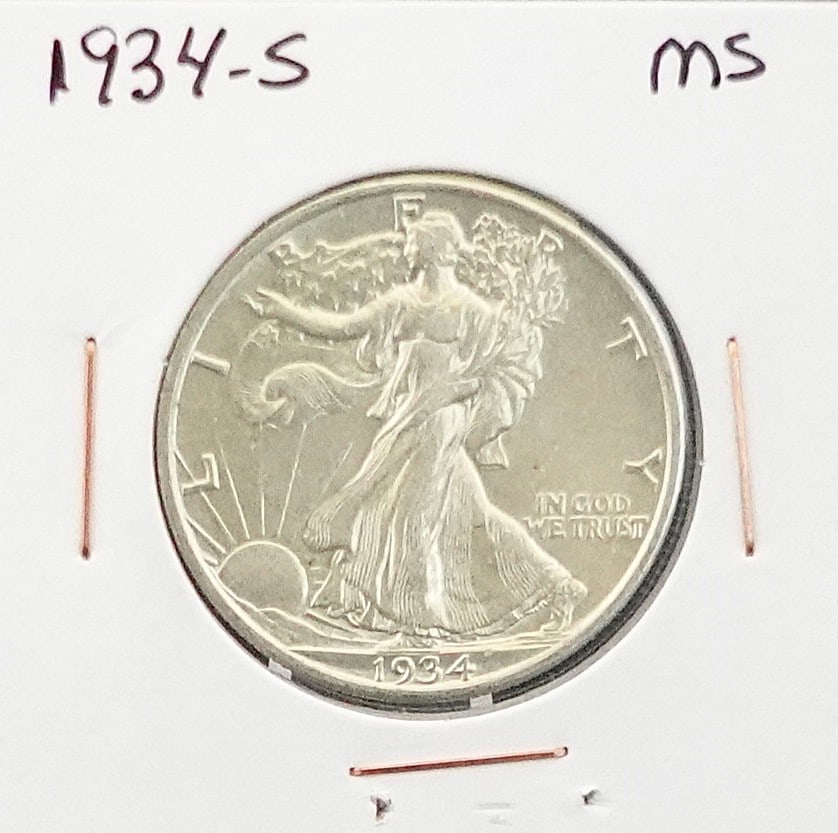 1934-S Walking Liberty Half Dollar: This is in Mint State! MS62-63! Don't Miss This one! Low Estimate: 200 High Estimate: 350