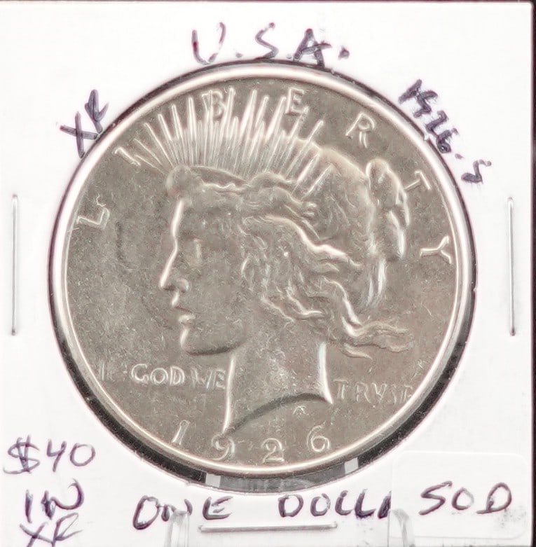 1926-S Peace Dollar: This is a very nice coin! Low Estimate: 50 High Estimate: 70