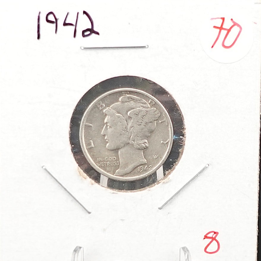 1942 Mercury Dime: 1942 Mercury Dime High Estimate: 20 Low Estimate: 10
