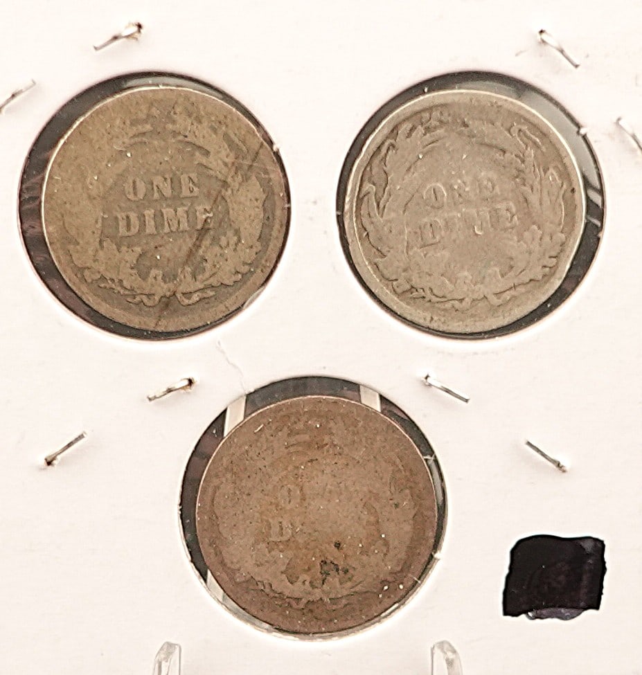 (3) Barber Dimes 1897, 1898 and 1899 - 2