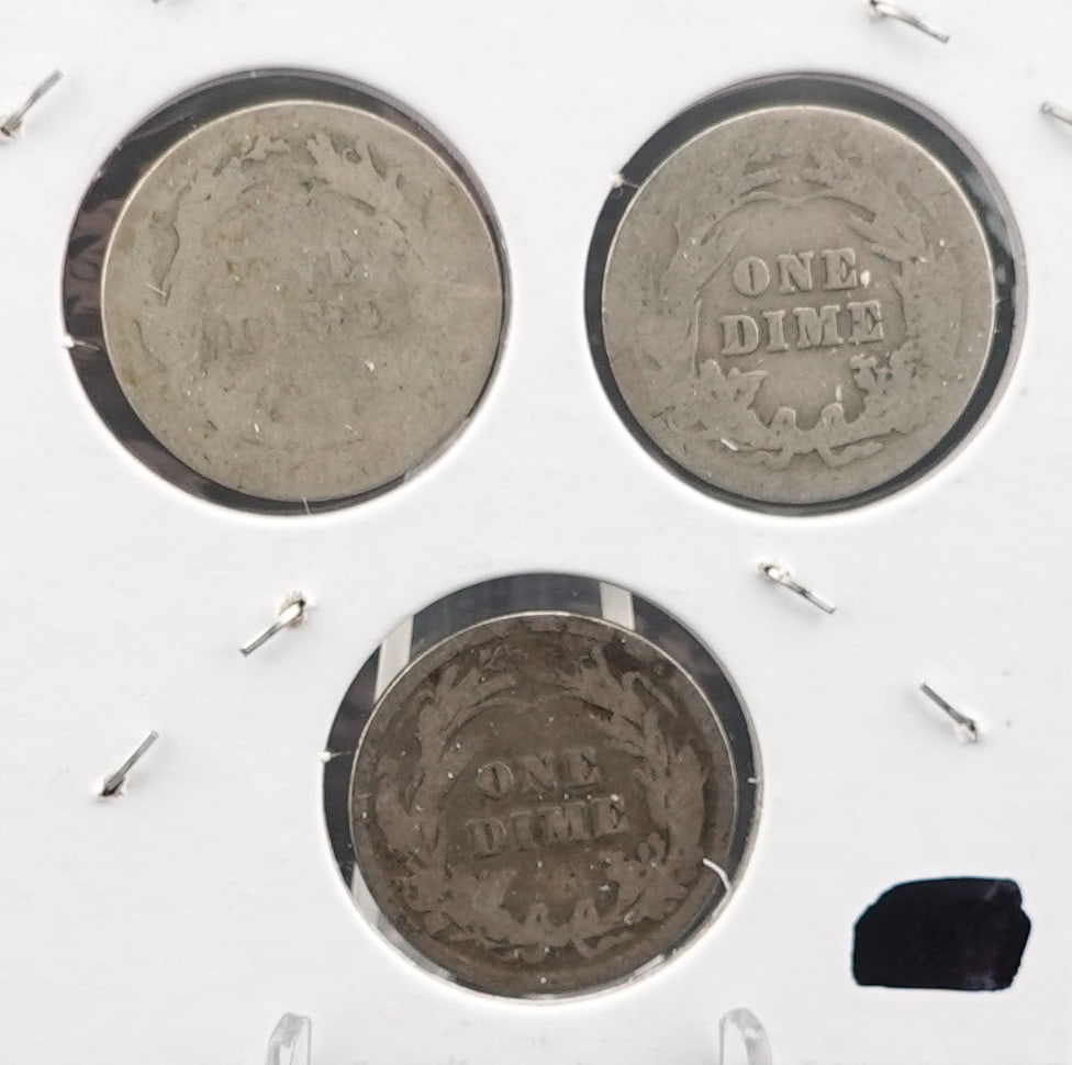 (3) Barber Dimes 1900, 1901 and 1902 - 2