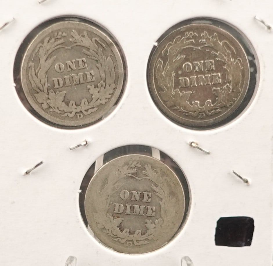 (3) Barber Dimes 1911-D, 1912-D and 1914-D - 2