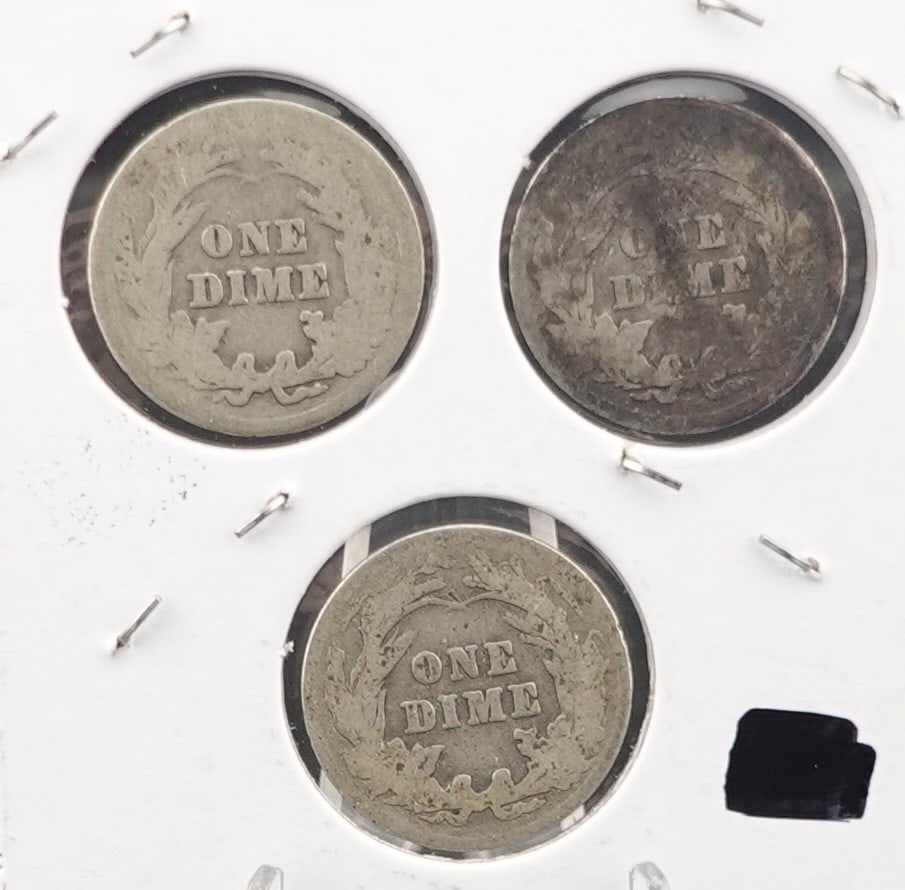 (3) Barber Dimes 1902, 1904 and 1905 - 2