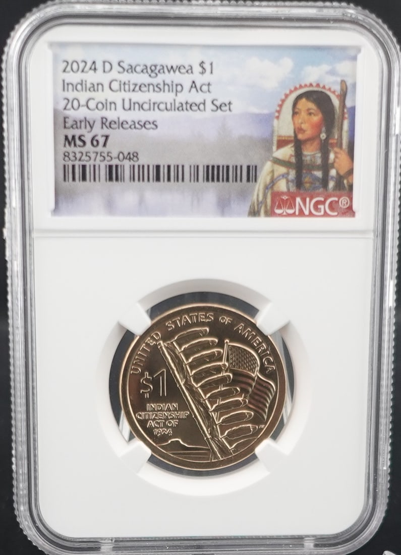 2024-D Sacagawea $1 Coin. Indian Citizenship Act: NGC Graded MS 67 and Position A Low Estimate: 40.00High Estimate: 70.00