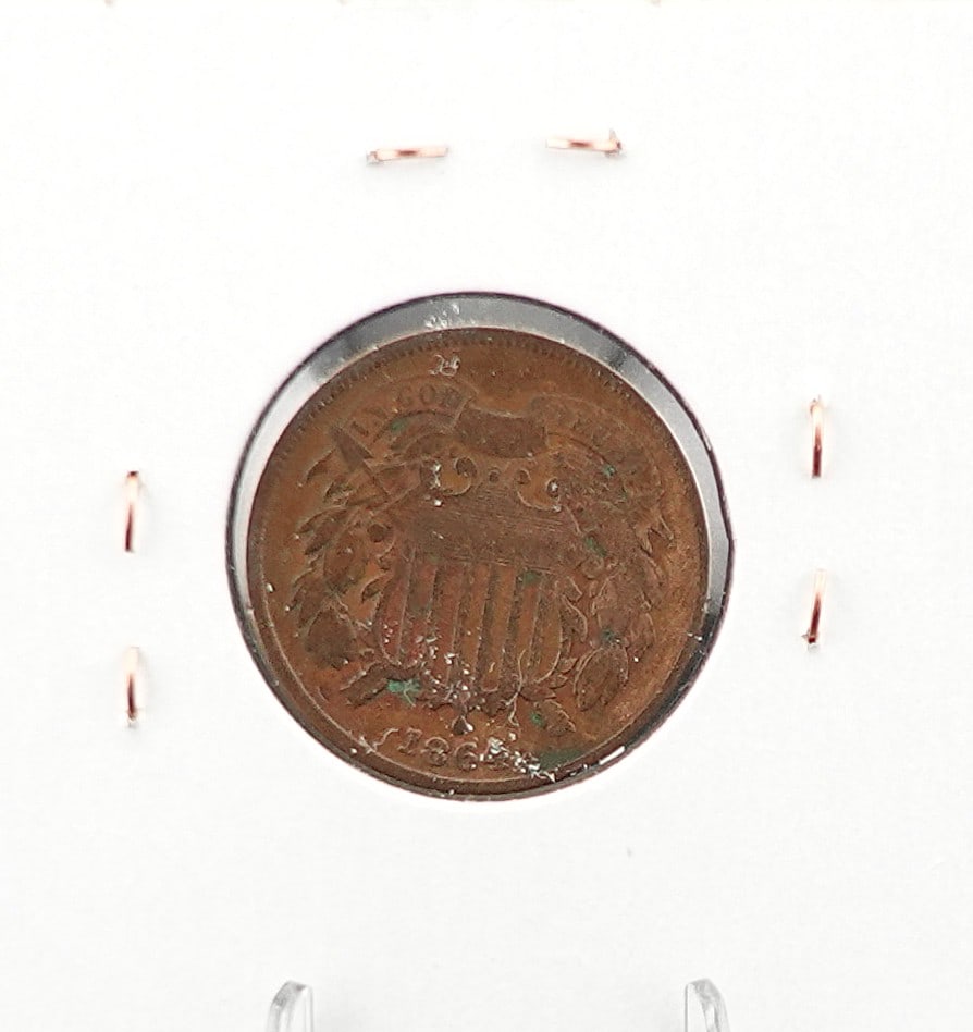 1864 LL 2 Cent Piece - 2