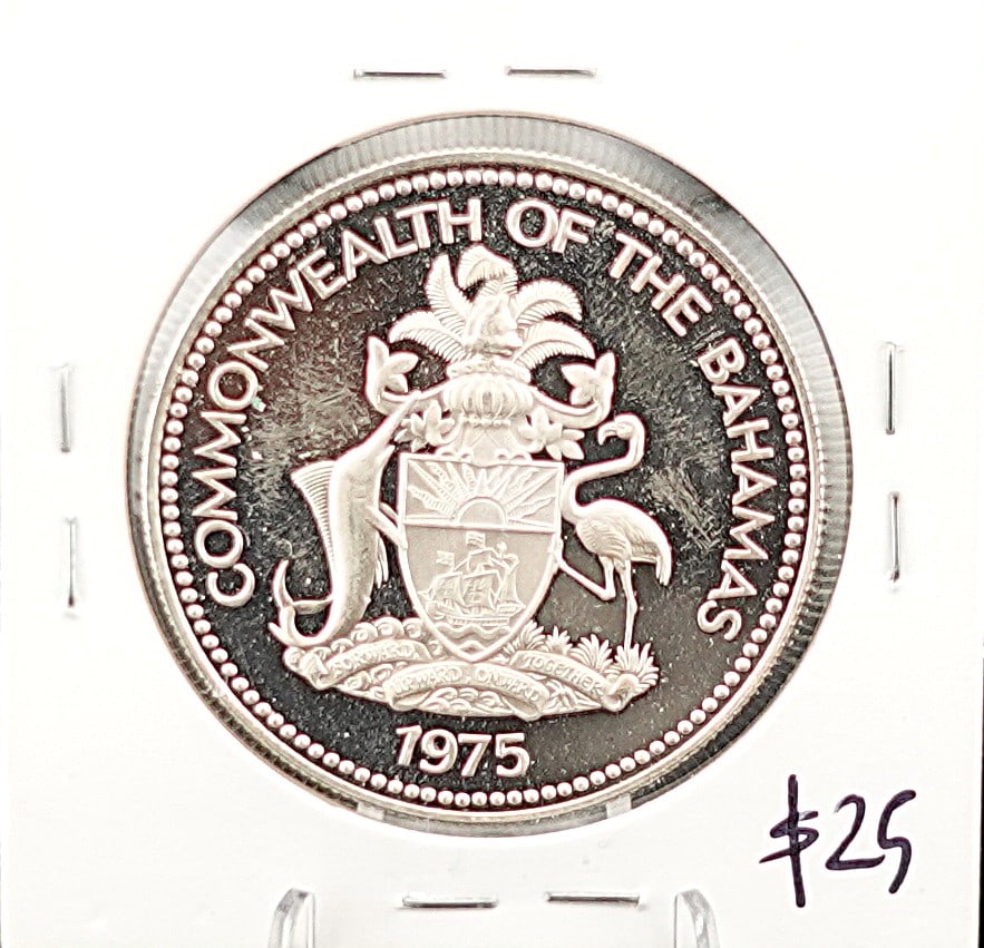 1975 Bahamas Silver Dollar Coin - 2