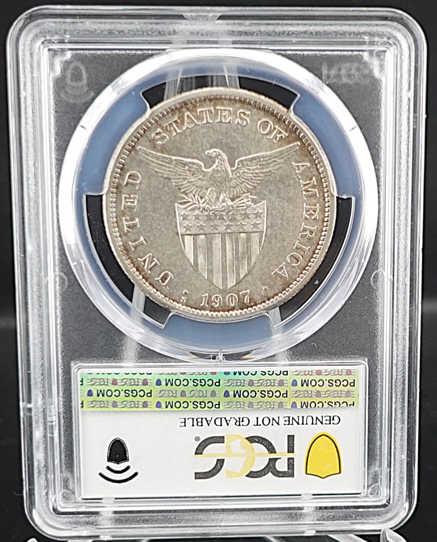 1907-S 1 Peso Philippines Silver Coin - 2