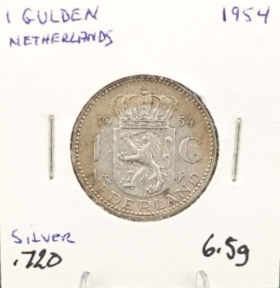 1954 1 Gulden Netherlands Silver Coin (1 of 2)